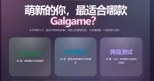萌新Galgame测试推荐网站更新 